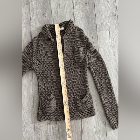 Zara Men's Charcoal Knit Cardigan knitted blazer, Sz L - Picture 4 of 8